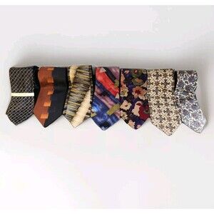 100% Silk Tie Lot – Set of 7 Designer & Abstract Pattern Neckties